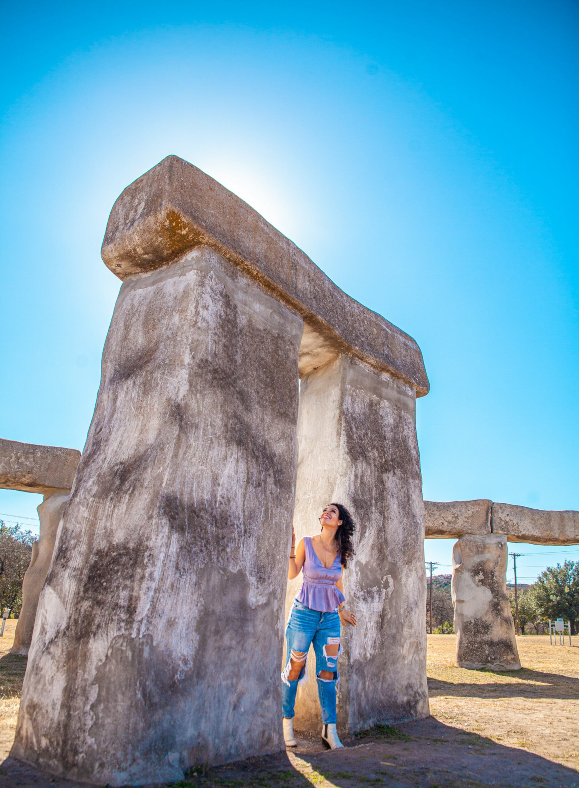 Texas influencer @mycurlyadventures - Stonehenge II in Texas Hill Country