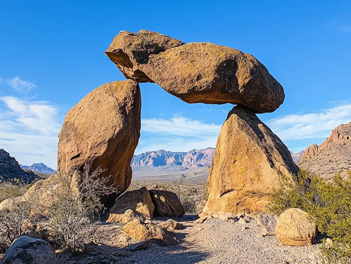 Nature’s perfect balancing act—rock solid and breathtaking 🏜️⛰️