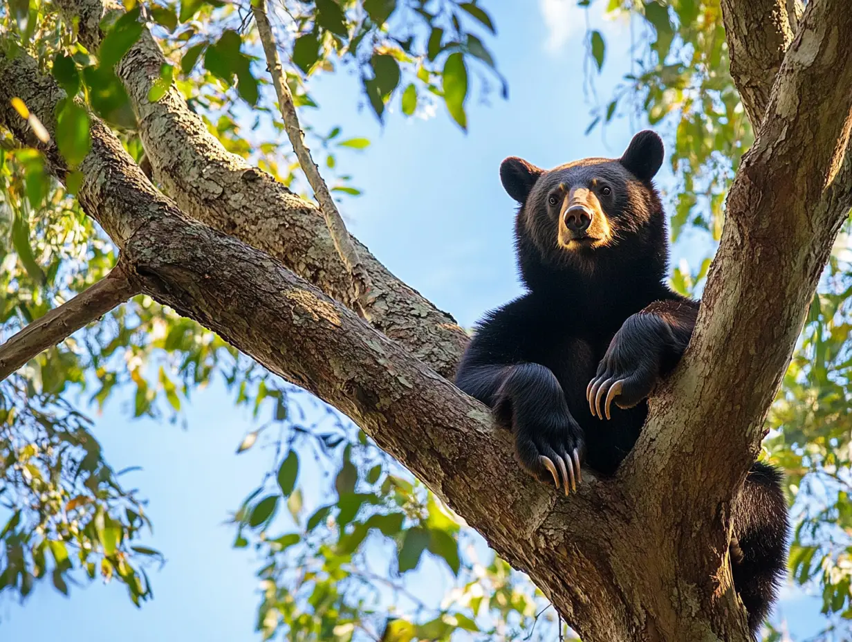Just hanging out—enjoying the view from the top 🐻🌳