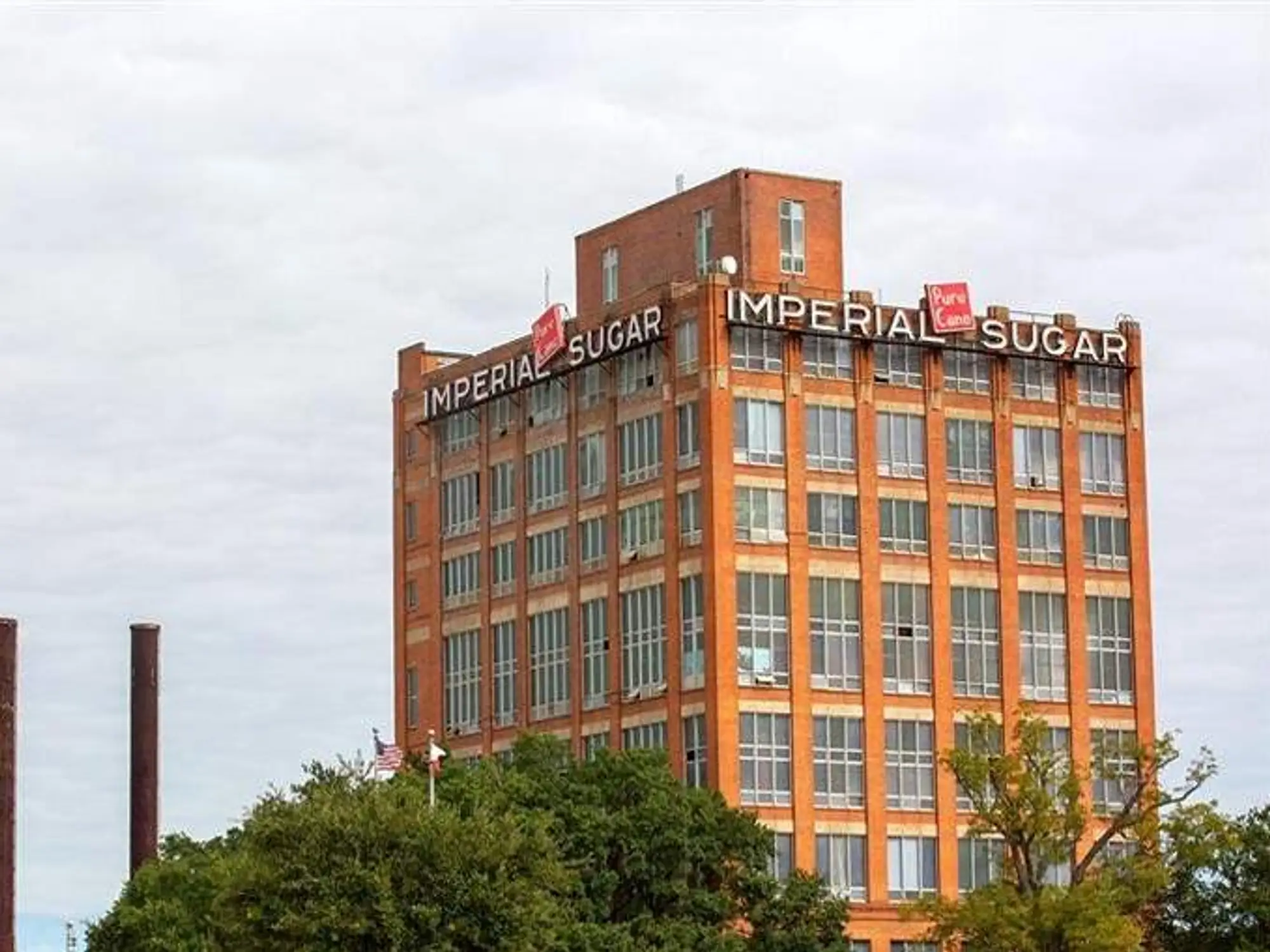 Imperial Sugar Char House in Sugar Land, Texas, a historic red-brick building symbolizing the city’s sugar refinery legacy.