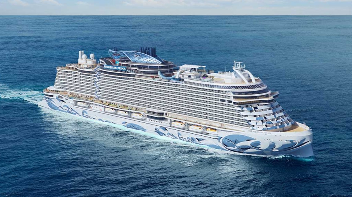 Norwegian Cruise Line’s Norwegian Prima ship sailing across the ocean with modern amenities onboard.