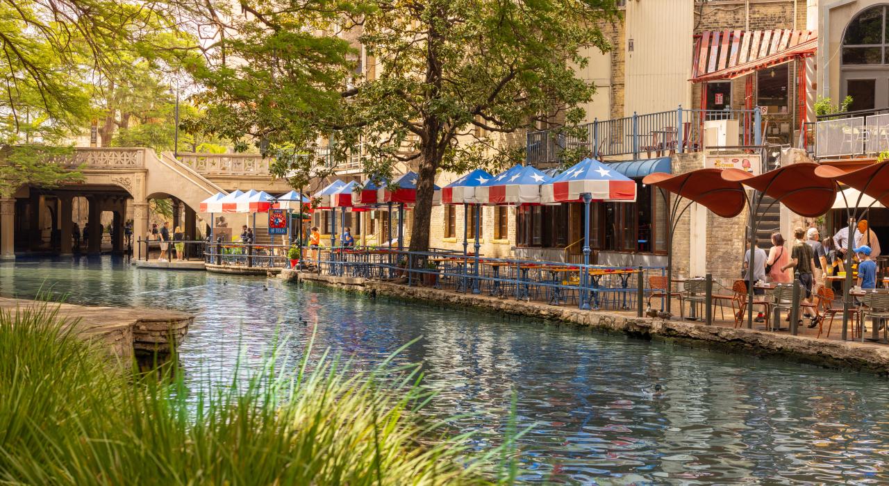 San Antonio River Walk decorated for Christmas, showcasing one of the most festive holiday destinations in Texas