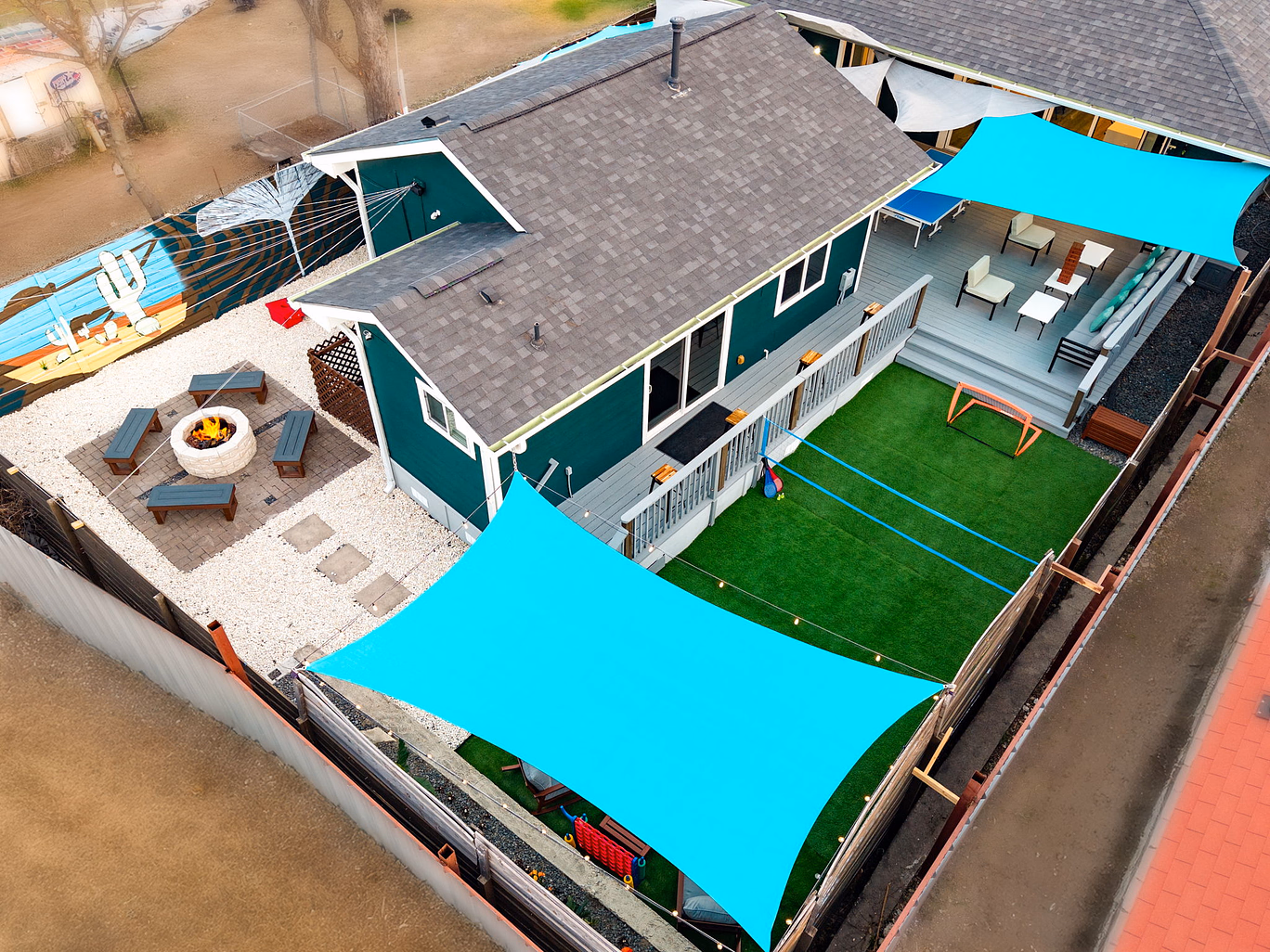 An entire backyard designed for hanging out. 