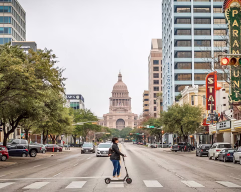 Austin downtown skyline with new high-rise buildings, showing how Austin has changed in the last decade due to population growth and urban development.
