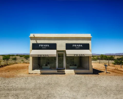 Prada Marfa art installation in the Texas desert, a famous roadside attraction that makes travelers wonder if Marfa is worth visiting.