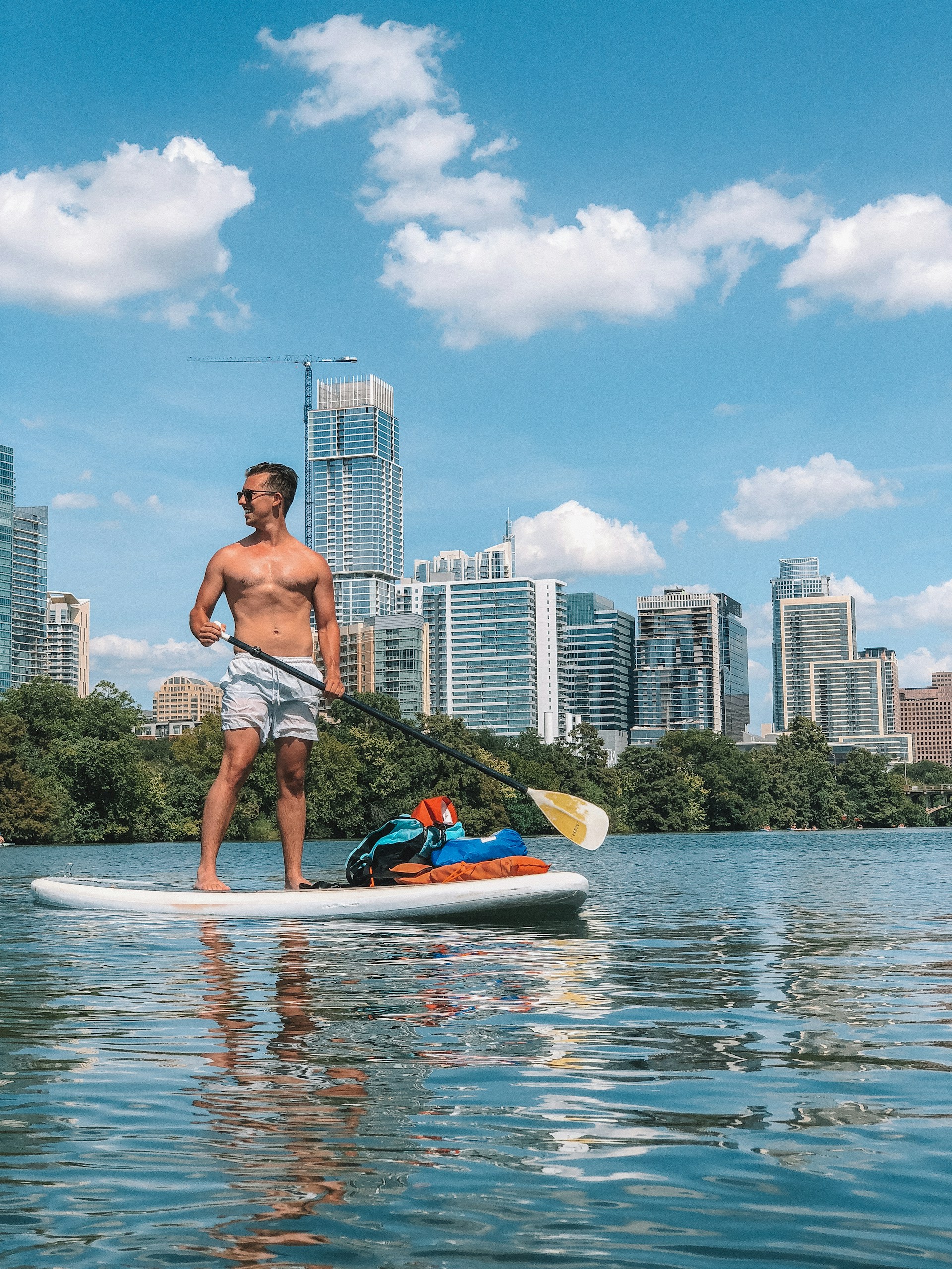 Paddleboarding on Lady Bird Lake in Austin texas