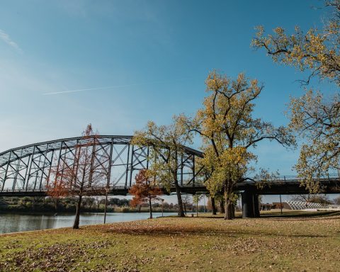 A historic bridge over the Brazos River in Waco