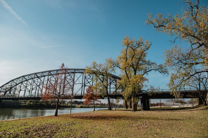 A historic bridge over the Brazos River in Waco