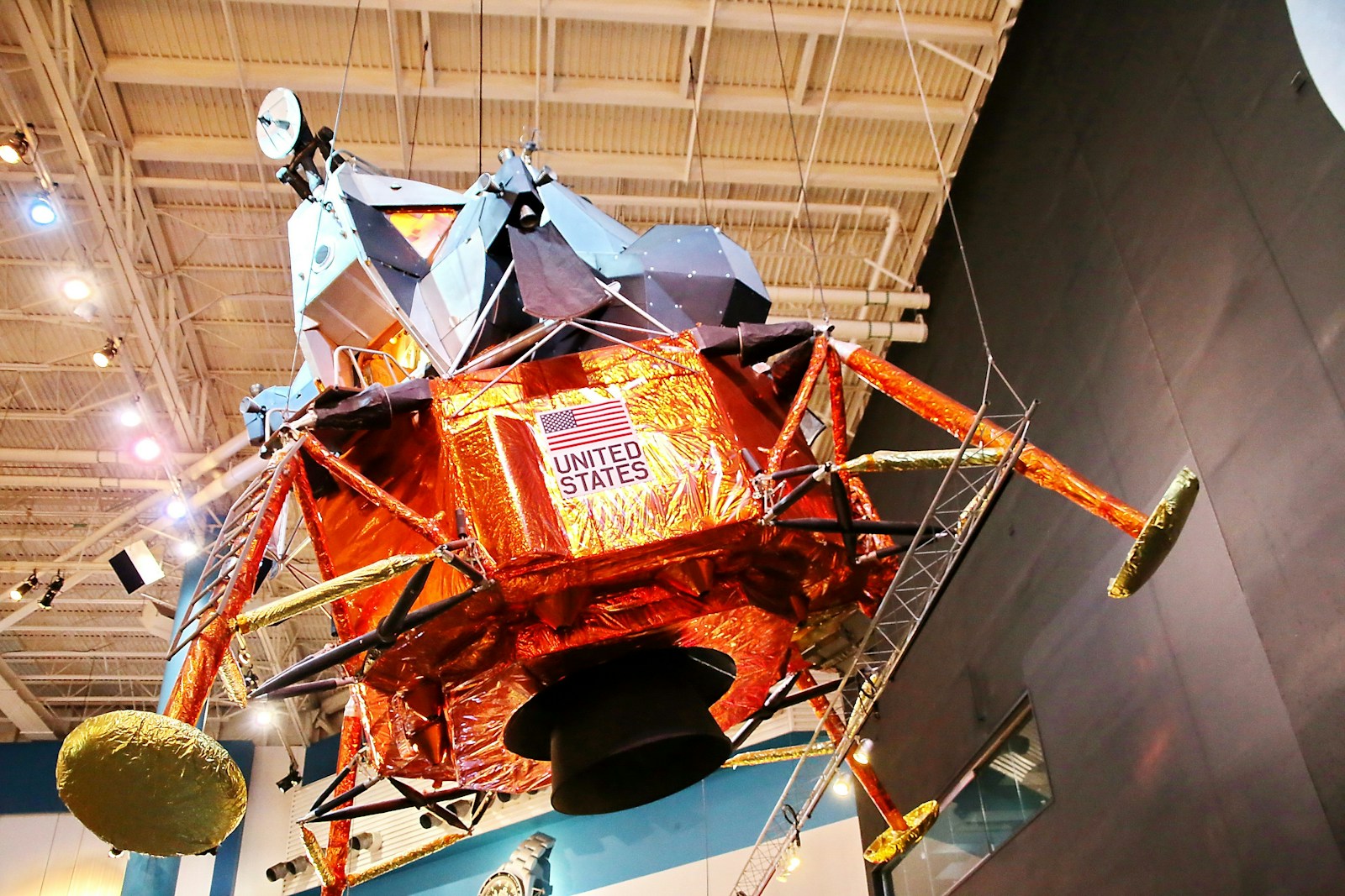 A lunar module on display at Space Center Houston