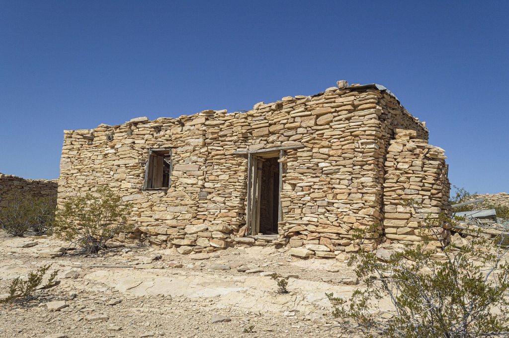 A stacked-stone home in the Terlingua ghost town