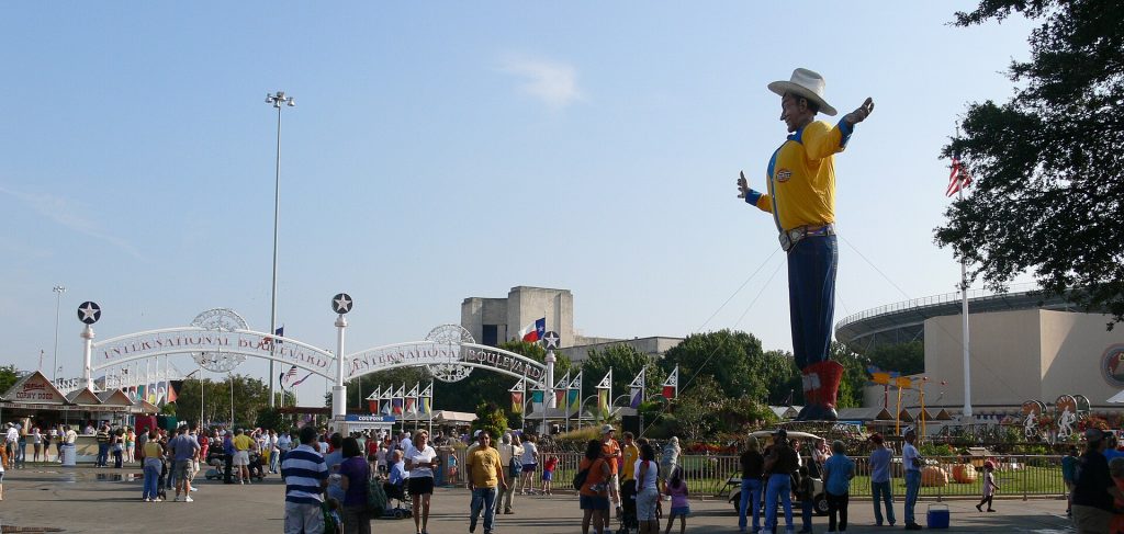 Big Tex welcoming fairgoers to the State Fair of Texas at Fair Park