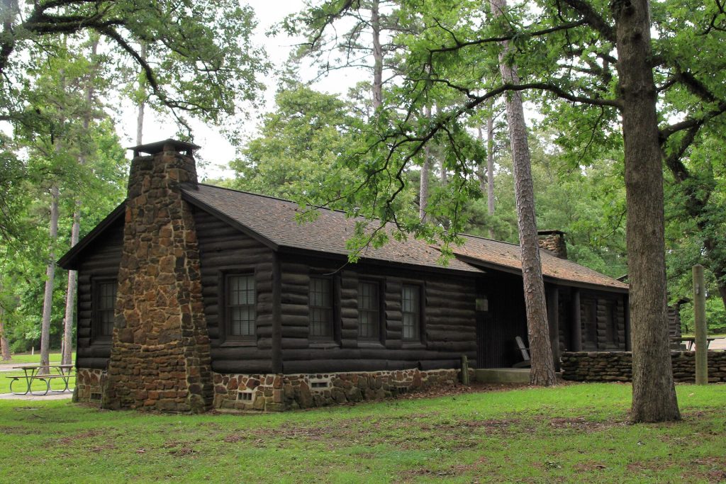 One of the historic cabins at Caddo Lake State Park, built by the Civilian Conservation Corps in the 1930s