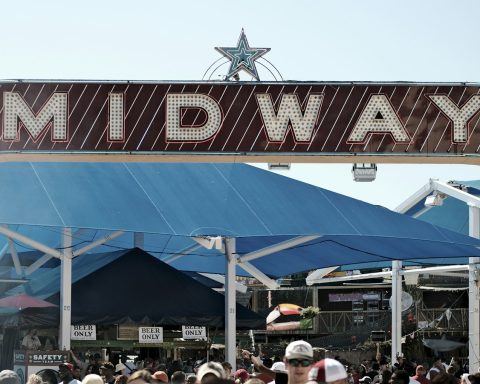 Fairgoers on the Midway at the State Fair of Texas in Fair Park
