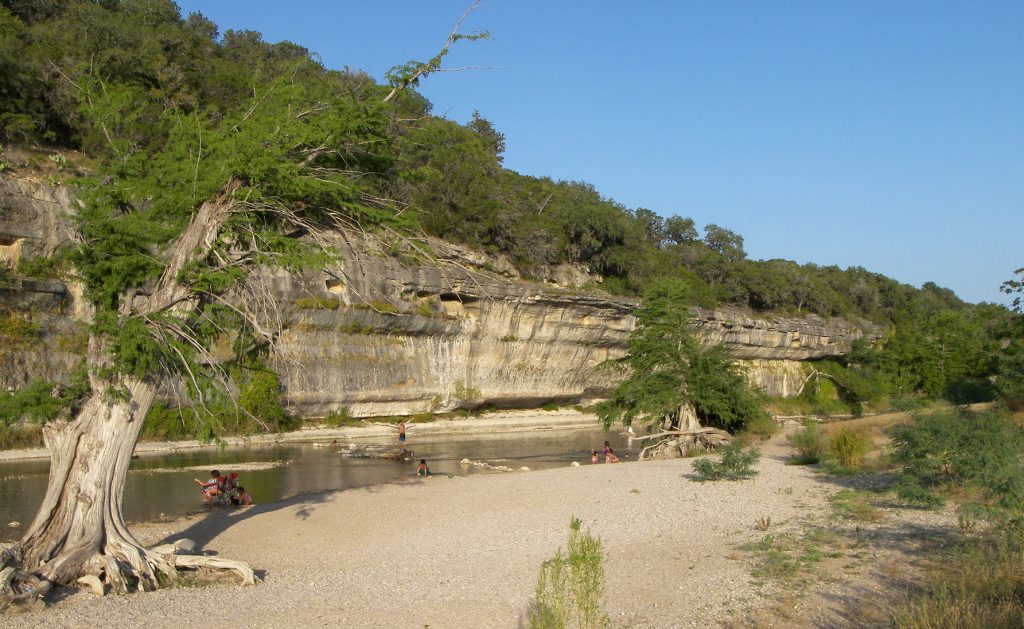Limestone bluffs along the Guadalupe River at Guadalupe River State Park