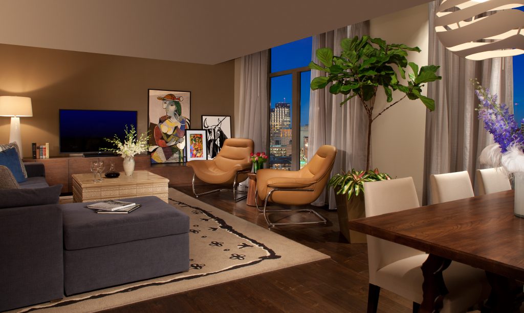 A suite at Hotel Contessa on the San Antonio River Walk.