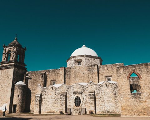The bell tower and dome of Mission San José, the largest of San Antonio's missions.
