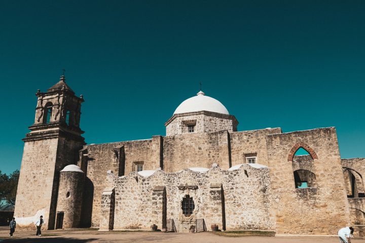 The bell tower and dome of Mission San José, the largest of San Antonio's missions.