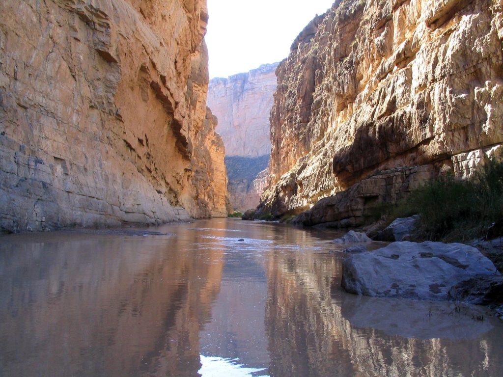 Santa Elena Canyon in Big Bend National Park, with the United States on the left and Mexico on the right