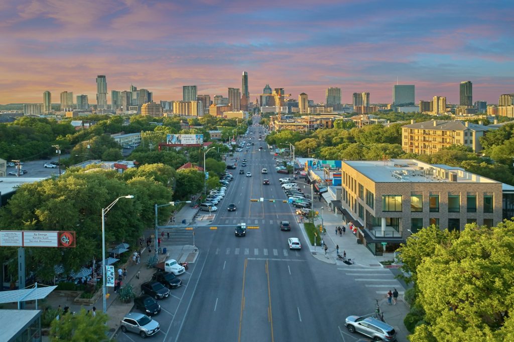 Looking north up South Congress Avenue toward downtown Austin.