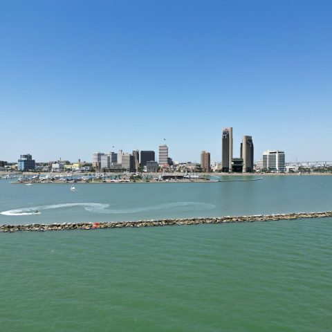 The Corpus Christi skyline across the bay