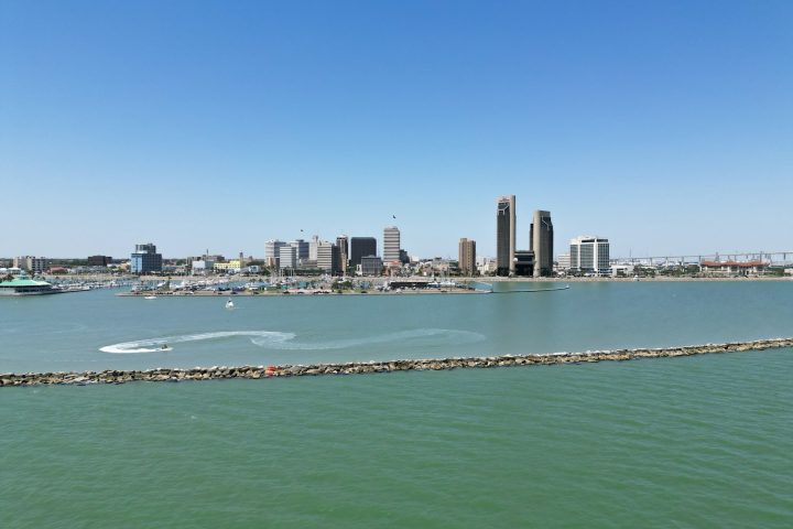 The Corpus Christi skyline across the bay
