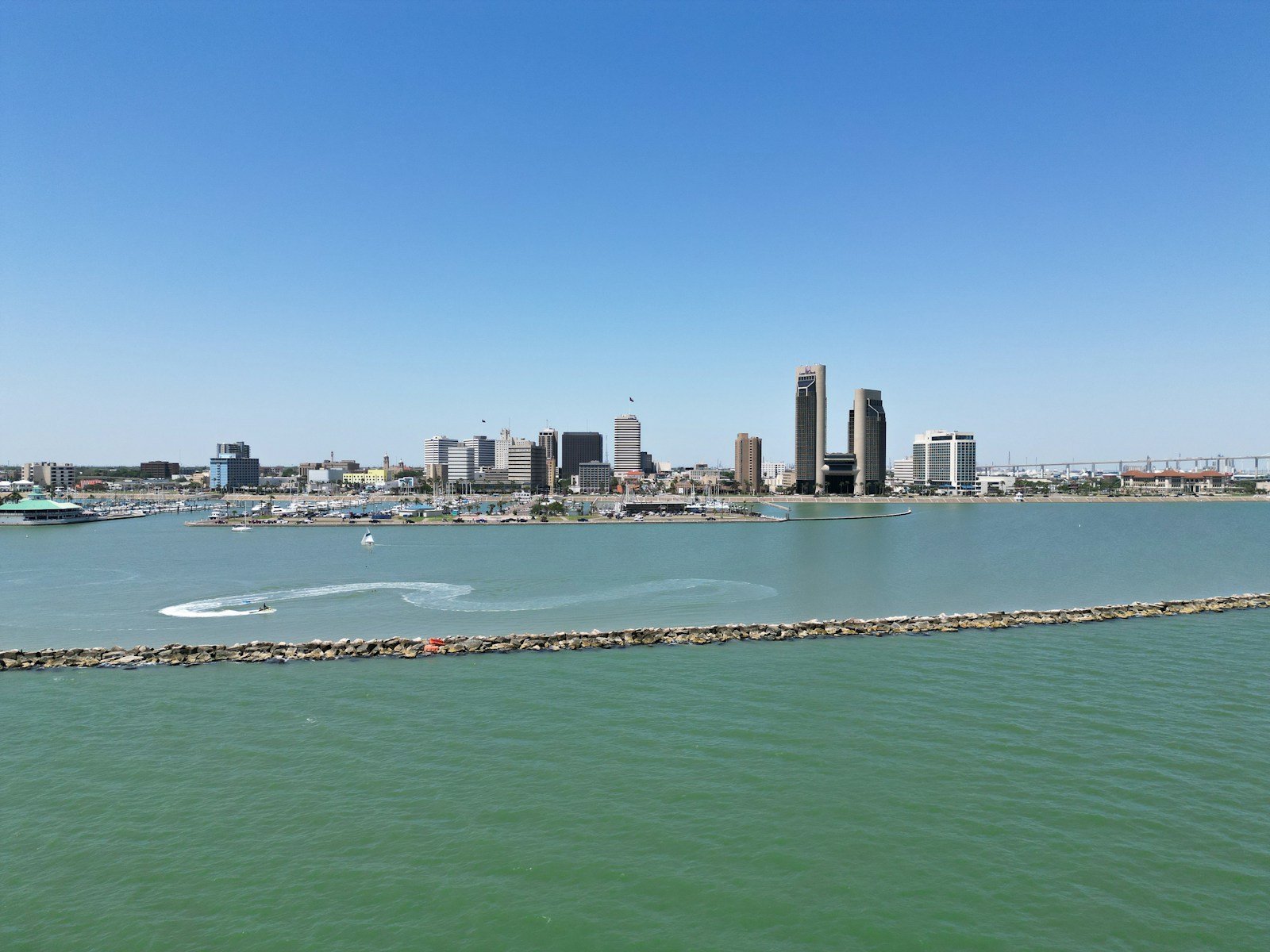 The Corpus Christi skyline across the bay