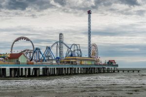The Galveston Island Historic Pleasure Pier, just off Seawall Boulevard