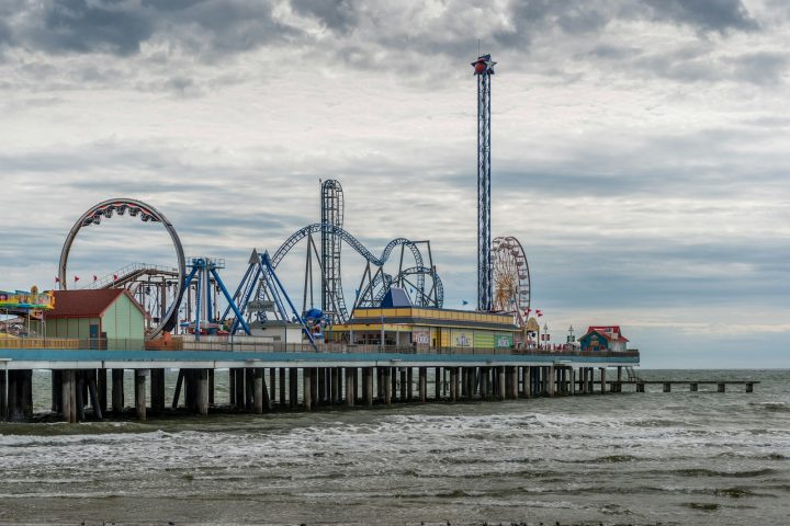 The Galveston Island Historic Pleasure Pier, just off Seawall Boulevard