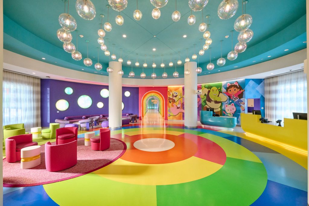 Lobby of the Universal Kids Resort Hotel in Frisco, Texas